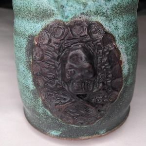 FABRILE STUDIOS Stamped Glazed Handmade Mug with Pirate Skull Design